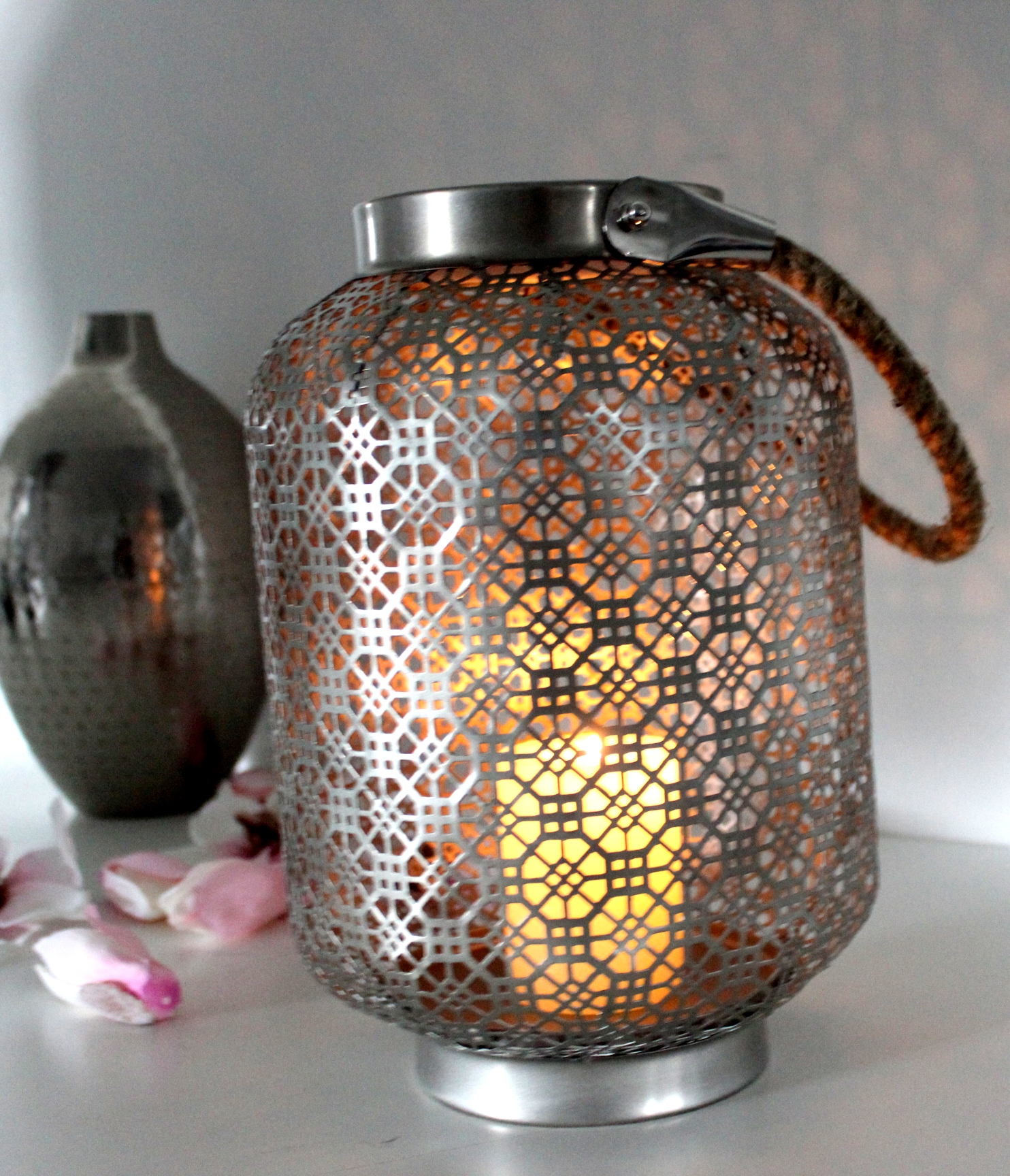 NEU GROß LATERNE SILBER Bodenlaterne Windlicht Metall Modern Orient