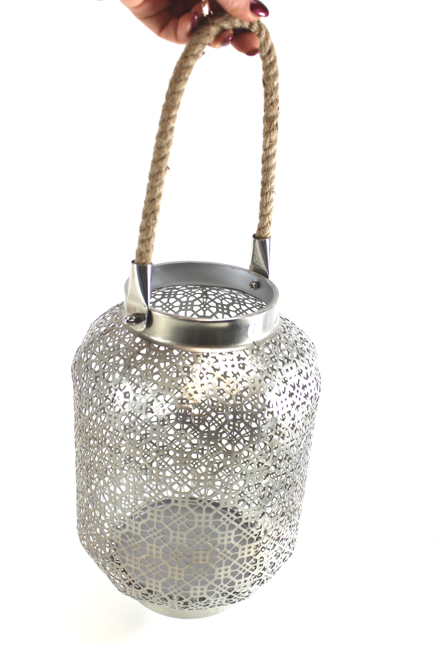 NEU GROß LATERNE SILBER Bodenlaterne Windlicht Metall Modern Orient