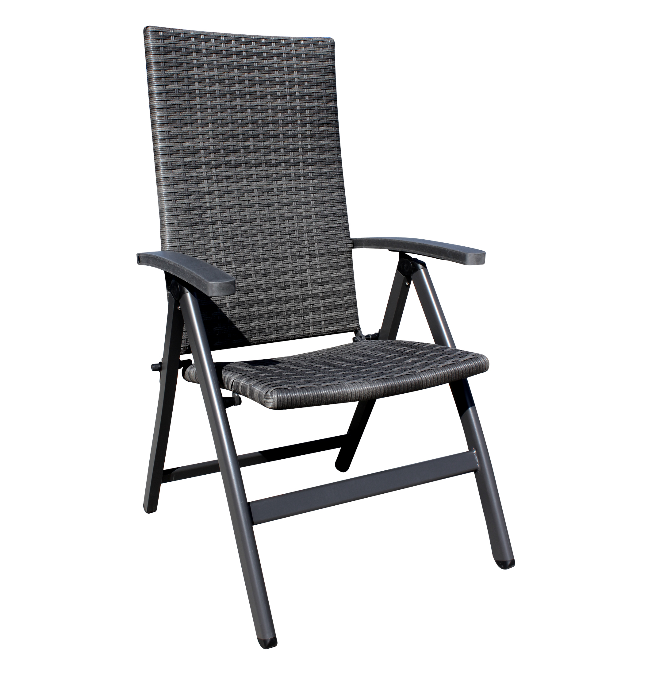 Geflecht KLAPPSESSEL HOCHLEHNER Gartenstuhl Klappstuhl Polyrattan GRAU