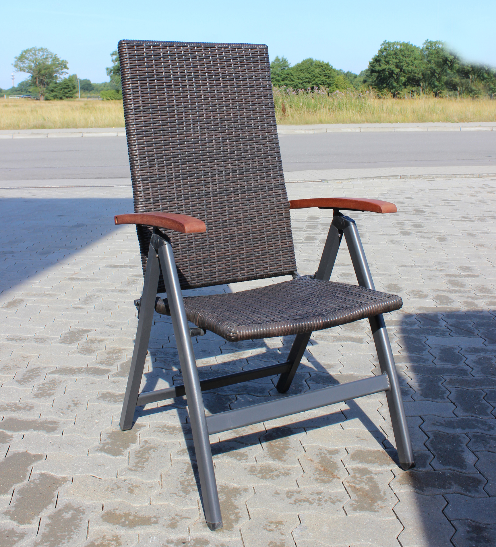 Geflecht KLAPPSESSEL HOCHLEHNER Alu Gartenstuhl Klappstuhl Polyrattan