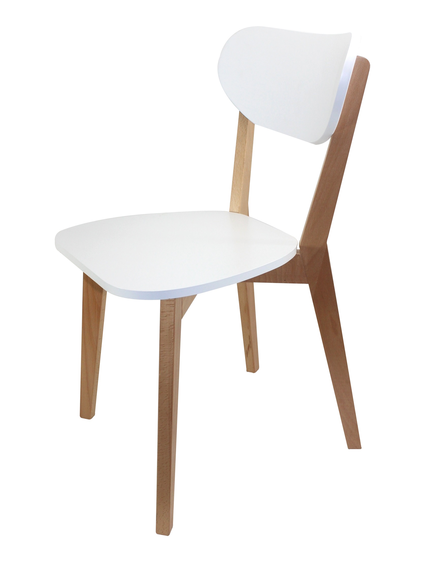 2x Küchenstuhl Massivholz Buche / Weißlack Sitzfläche Bistro Stuhl